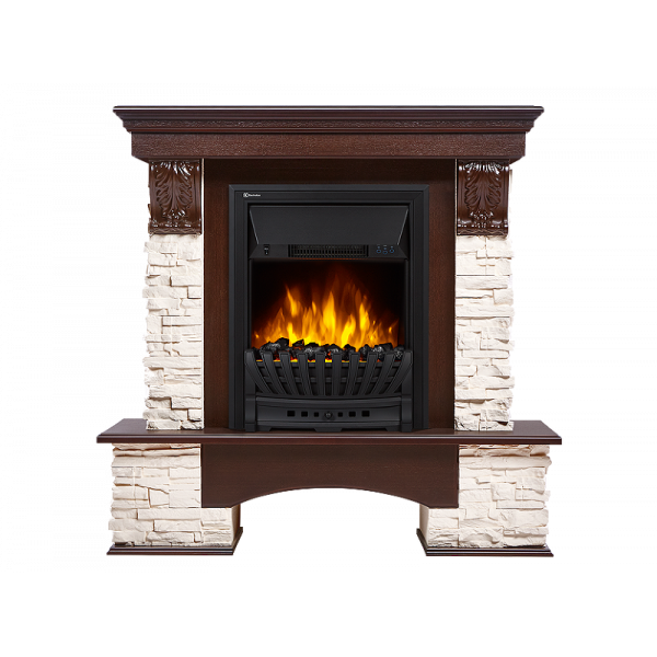 Электрокамин с классическим очагом 2D Electrolux Pietra Classic камень белый, темный дуб с очагом Classic EFP/P - 1020LS