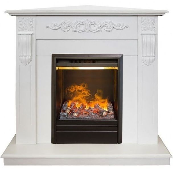 Камин угловой электрический с 3D эффектом пламени Real-Flame Dominica Corner STD/EUG WT с очагом 3D Olympic