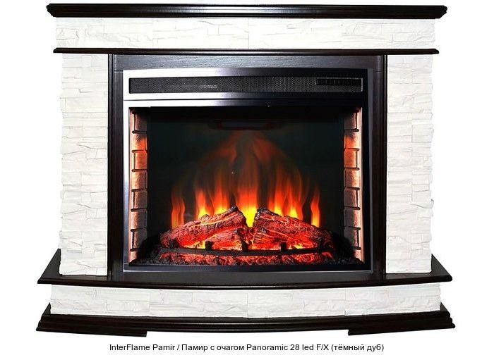 Каменный камин (портал+очаг) InterFlame Pamir / Памир с очагом Panoramic 28 LED FX