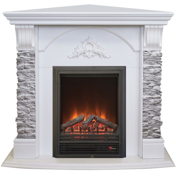 Электрический камин с электронным управлением Real-Flame Athena Corner GR STD/EUG/24 WT с очагом Eugene