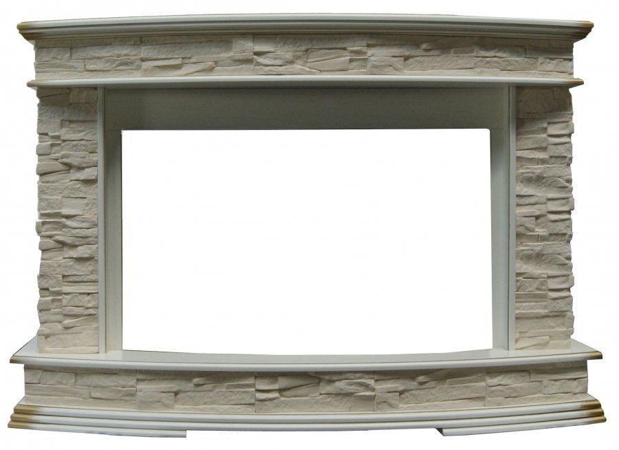 Широкий портал InterFlame Памир сланец под очаги Panoramic 28 LED FX Sirius 30 LED FX (бежевый с патиной)