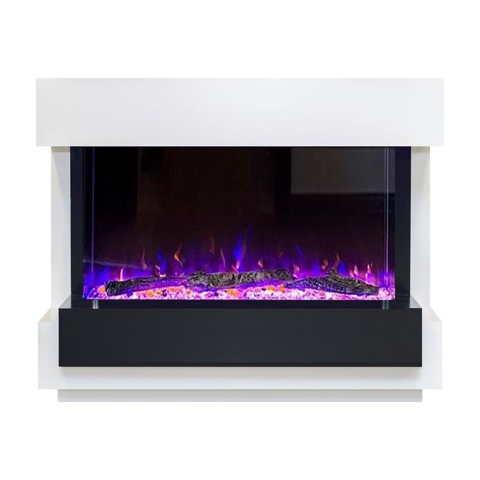 Линейный электрокамин Royal Flame Cube Белый с черным с очагом Astra 36