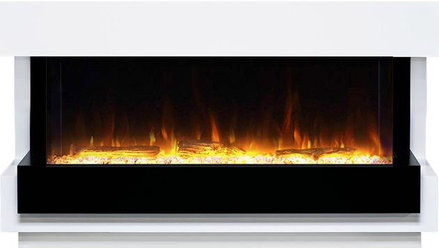 Линейный электрокамин Royal Flame Cube Белый с черным с очагом Astra 50