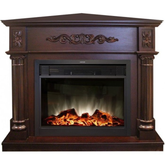 Электрокамин с широким очагом 2D Real-Flame Silvia Corner 26 AO с очагом Moonblaze Lux Bl