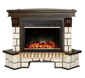 Электрокамин с широким очагом 2D Real-Flame Stone Corner new 26 с очагом Moonblaze lux Bl