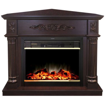 Электрокамин с широким очагом 2D Real-Flame Silvia Corner 26 AO с очагом Moonblaze Lux Bl