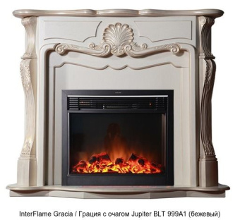Деревянный камин (портал+очаг) InterFlame Gracia / Грация с очагом Jupiter FX M Black