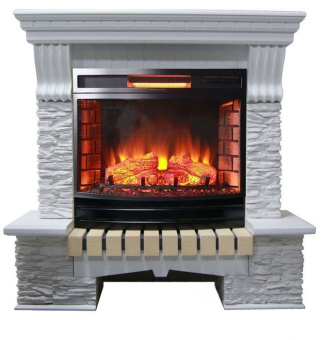 Каменный камин (портал+очаг) InterFlame Exter / Экстер Сланец с очагом Panoramic 25-30 led