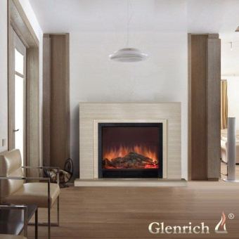 Электрокамин с широким очагом 2D Glenrich Астория Delux 33 (Sharm33 Black) Беленный дуб