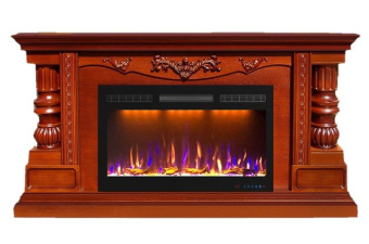 Электрокамин с широким очагом 2D Glenrich Консул с очагом Crystal 36RF Слоновая кость