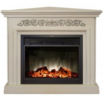 Электрокамин с широким очагом 2D Real-Flame Leticia Corner 26 WT с очагом Moonblaze Lux Bl