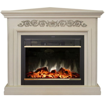 Электрокамин с широким очагом 2D Real-Flame Leticia Corner 26 WT с очагом Moonblaze Lux Bl