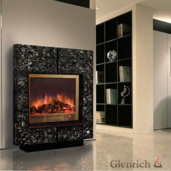 Электрокамин с широким очагом 2D Glenrich Да Винчи 33 (Sharm 33 BL) камень-Антрацит
