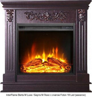 Деревянный камин (портал+очаг) InterFlame Berta Luxe/ Берта Люкс с очагом Foton 18 LED