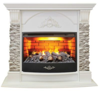 Электрокамин с широким очагом 3D Real-Flame Athena Corner GR STD/EUG/25/25'5 WT с очагом 3D Firestar 25,5