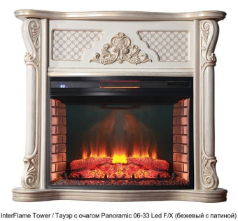 Деревянный камин (портал+очаг) InterFlame Tower / Тауэр с очагом Panoramic 33 LED FX