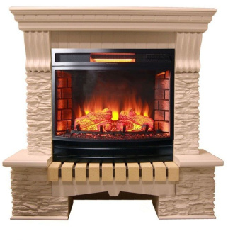 Каменный камин (портал+очаг) InterFlame Exter / Экстер Сланец с очагом Panoramic 25-30 led
