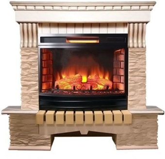 Каменный камин (портал+очаг) InterFlame Exter / Экстер Сланец с очагом Panoramic 25-30 led