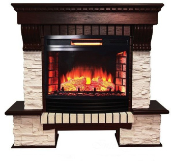 Каменный камин (портал+очаг) InterFlame Exter / Экстер Сланец с очагом Panoramic 25-30 led