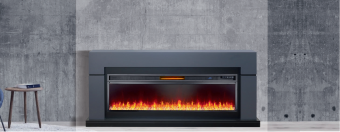 Линейный электрокамин Royal Flame Lindos Graphite Grey с очагом Vision 60 (Серый графит)