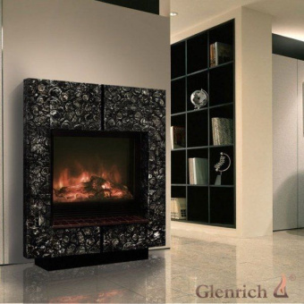 Электрокамин с широким очагом 2D Glenrich Да Винчи 33 (Sharm 33 BL) камень-Антрацит