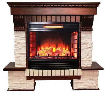 Каменный камин (портал+очаг) InterFlame Exter / Экстер Сланец с очагом Panoramic 25-30 led