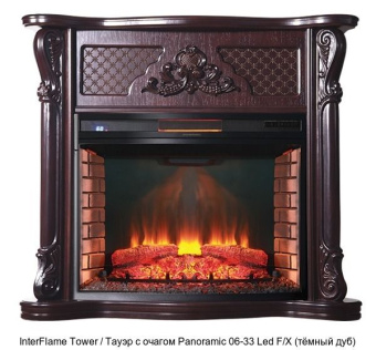 Деревянный камин (портал+очаг) InterFlame Tower / Тауэр с очагом Panoramic 33 LED FX