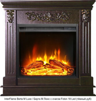 Деревянный камин (портал+очаг) InterFlame Berta Luxe/ Берта Люкс с очагом Foton 18 LED