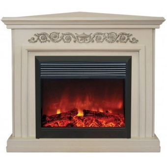 Электрокамин с широким очагом 2D Real-Flame Leticia Corner 26 WT с очагом Moonblaze Lux Bl